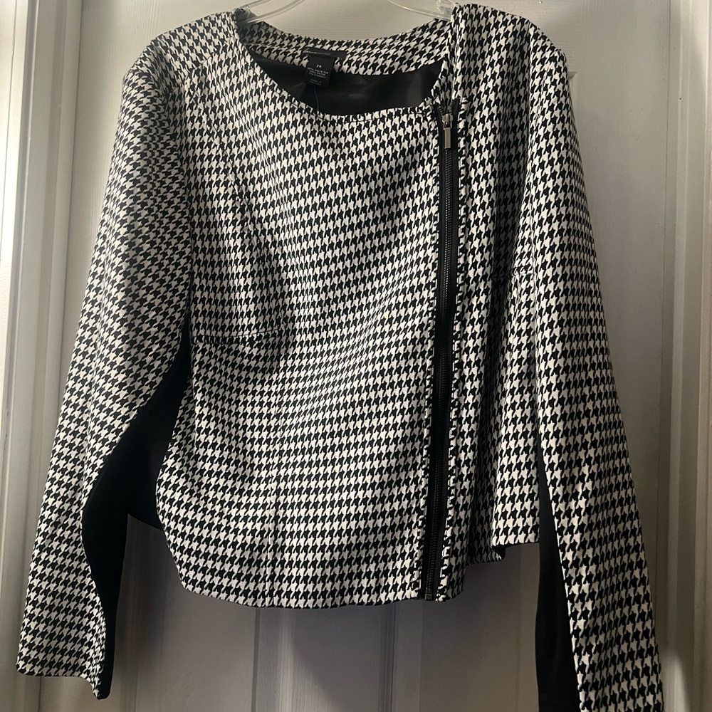 NWT Lane Bryant Black and White Houndstooth Women's Jacket size 26